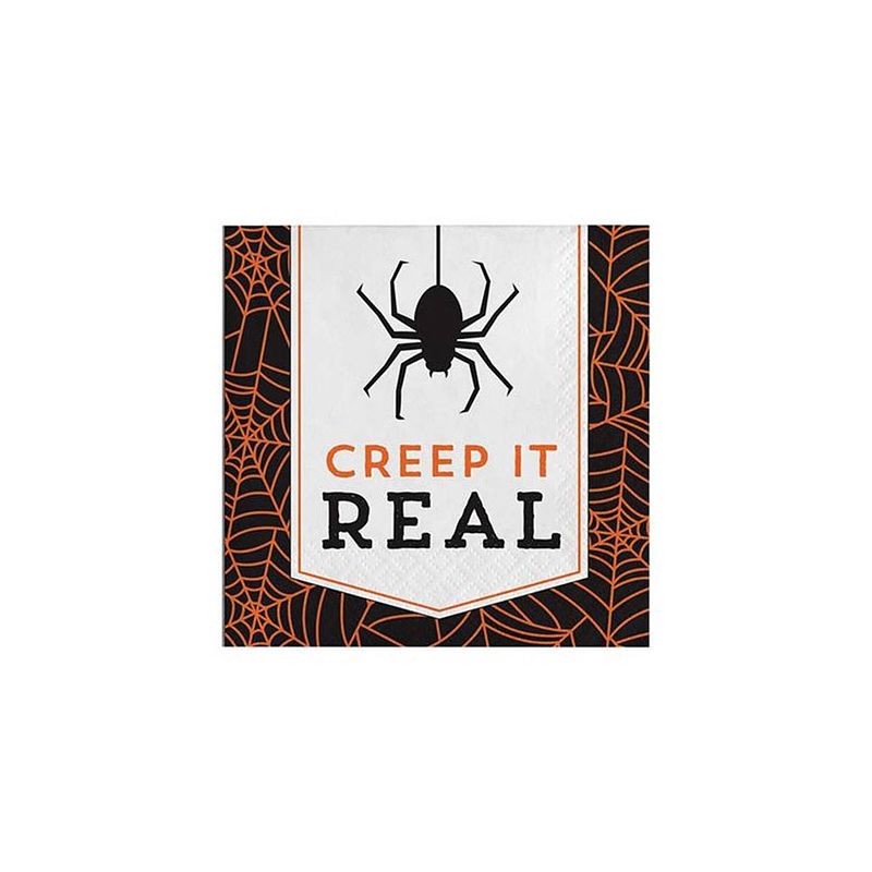 Foto van Thema feest papieren servetten spider creep it real 32x stuks - feestservetten