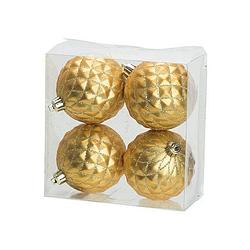 Foto van 4x luxe gouden kunststof kerstballen 8 cm kerstboomversiering - kerstbal