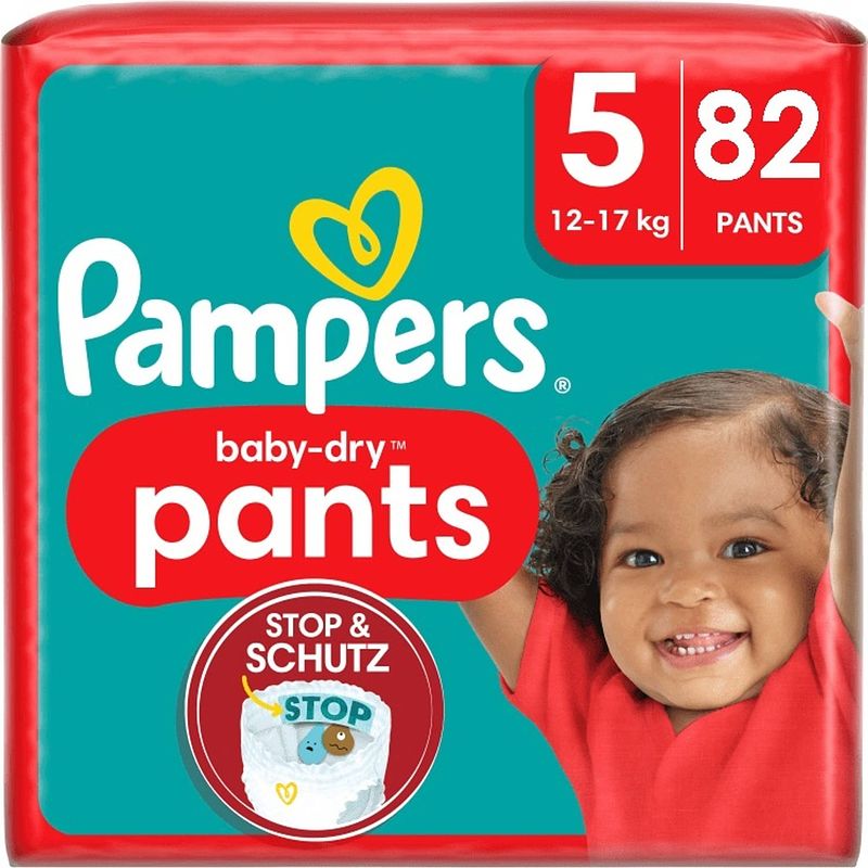 Foto van Pampers babydry pants maat 5, 82 luierbroekjes, 12kg17kg bij jumbo