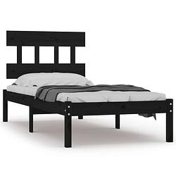 Foto van The living store bedframe massief grenenhout - naam - bedframes - 205.5 x 105.5 x 31 cm - zwart