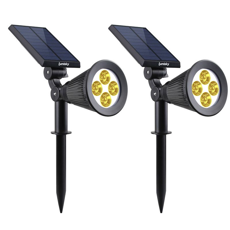 Foto van Lumisky dubbele solar spotlight led buitenverlichting spiky warm