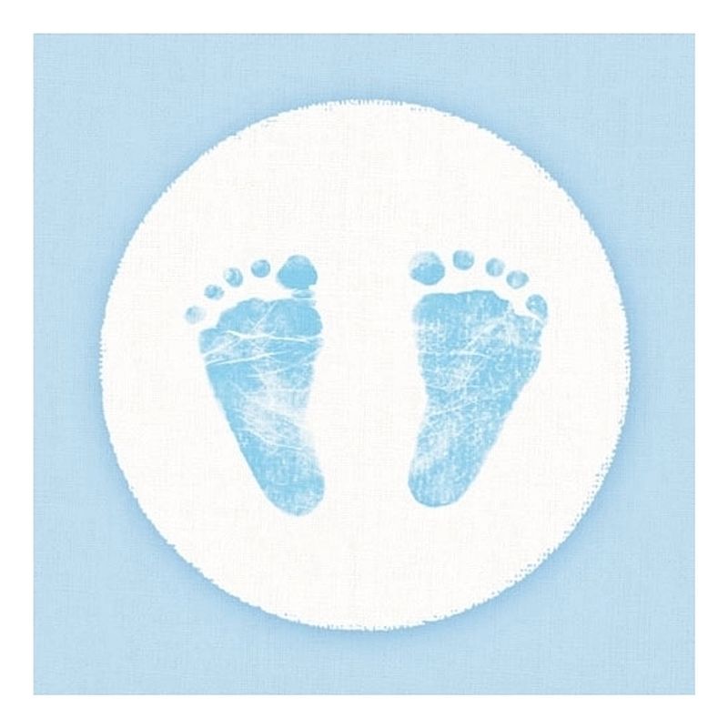 Foto van 40x servetten geboorte jongen blauw/wit 3-laags - feestservetten