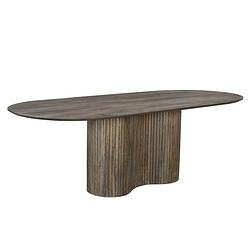 Foto van Giga meubel eettafel ovaal - bruin - 200cm - hout - eettafel ava
