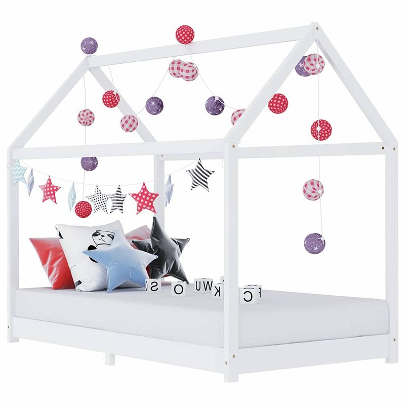 Foto van Vidaxl kinderbedframe massief grenenhout wit 90x200 cm