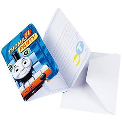 Foto van Thomas de trein uitnodigingen met envelop 15 cm blauw 6 stuks