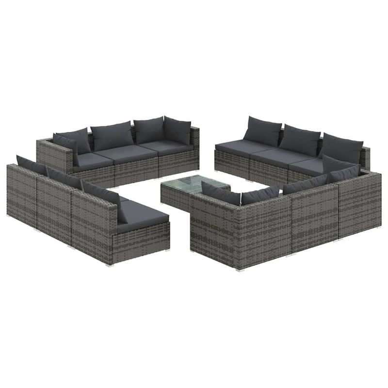 Foto van Vidaxl 13-delige loungeset met kussens poly rattan grijs