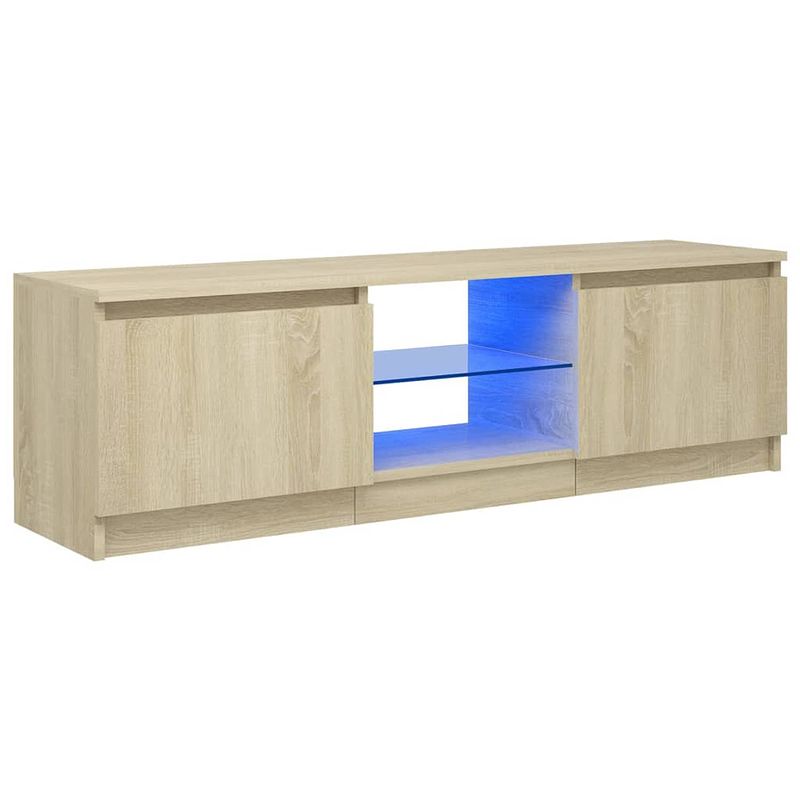 Foto van The living store tv-meubel sonoma eiken - 120 x 30 x 35.5 cm - met rgb led-verlichting