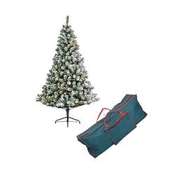 Foto van Kunst kerstboom imperial pine met sneeuw en verlichting 150 cm inclusief opbergzak - kunstkerstboom