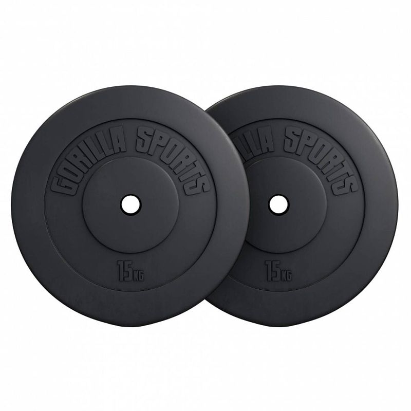 Foto van Gorilla sports halterschijven set - bundel - 30 kg (2 x 15 kg) - kunststof - 30