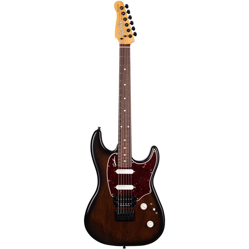 Foto van Godin session r-ht pro bourbon burst elektrische gitaar met gigbag