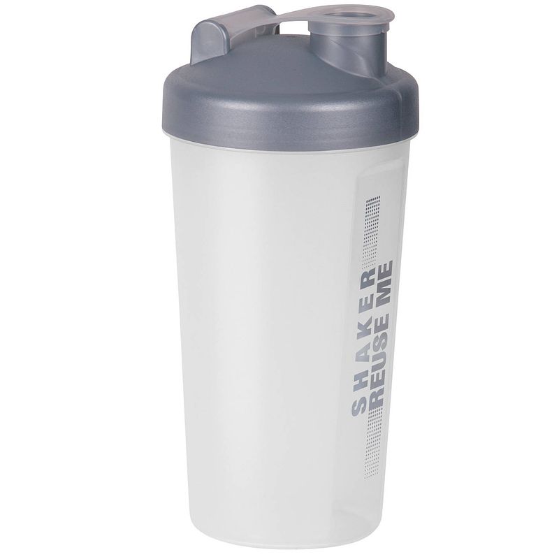 Foto van Juypal shakebeker/shaker/bidon - 700 ml - grijs - kunststof - shakebekers