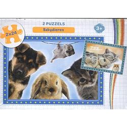 Foto van Babydieren - puzzel 2 x 24 stukjes - puzzels 2x24
