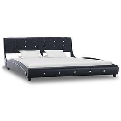 Foto van The living store bedframe modern - zwart - 223 x 165 x 69.5 cm - inclusief matras - wit - 200 x 160 x 17 cm