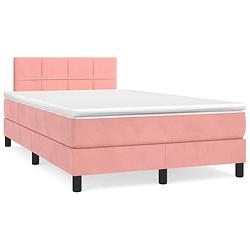 Foto van Vidaxl boxspring met matras fluweel roze 120x200 cm