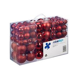 Foto van 100x rode kunststof kerstballen 3, 4 en 6 cm glitter, mat, glans - kerstbal