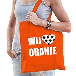 Foto van Wij houden van oranje supporter cadeau tas oranje voor dames en heren - feest boodschappentassen