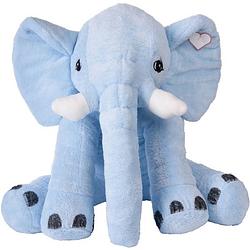 Foto van Speelgoed knuffel olifant van zachte pluche - blauw - 65 cm - knuffeldier