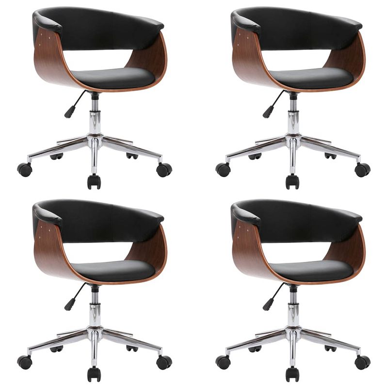 Foto van The living store eetkamerstoelen - set van 4 - zwart - kunstleer - 59.5 x 58 x (66-74) cm