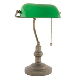 Foto van Haes deco - bureaulamp groen, bruin ø 27x40 cm e27/max 1x60w