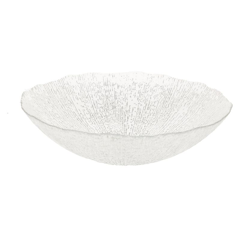 Foto van Grote fruitschaal van bewerkt glas rond 40 cm - fruitschalen