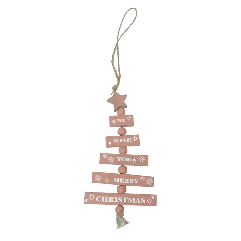 Foto van Peha hangfiguur kerstboom 26 cm hout/textiel roze/wit