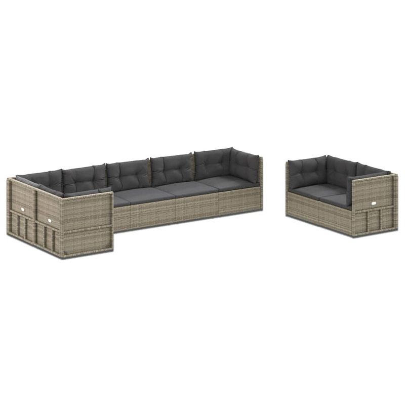 Foto van Vidaxl 8-delige loungeset met kussens poly rattan grijs