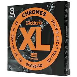 Foto van D'saddario ecg23-3d 10-48 extra light flatwound chromes snaren voor elektrische gitaar (3 sets)