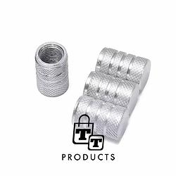 Foto van Tt-products ventieldoppen 3-rings silver aluminium 4 stuks zilver - auto ventieldop - ventieldopjes