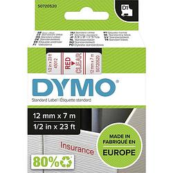 Foto van Dymo d1 tape 12 mm, rood op transparant