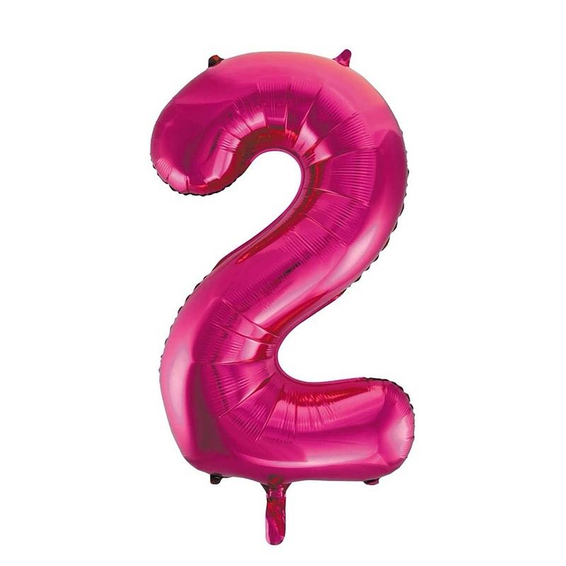 Foto van Cijfer 2 folie ballon roze van 86 cm