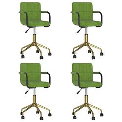 Foto van The living store draaibare eetstoelen - fluweel - lichtgroen - goudkleurige basis - set van 4