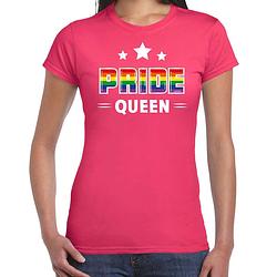 Foto van Bellatio decorations gay pride shirt - pride queen - regenboog - dames - roze l - feestshirts