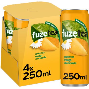 Foto van Fuze tea infused ice tea green tea mango chamomile 4 x 250ml bij jumbo
