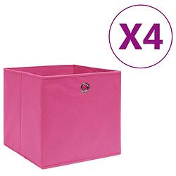 Foto van Vidaxl opbergboxen 4 st 28x28x28 cm nonwoven stof roze