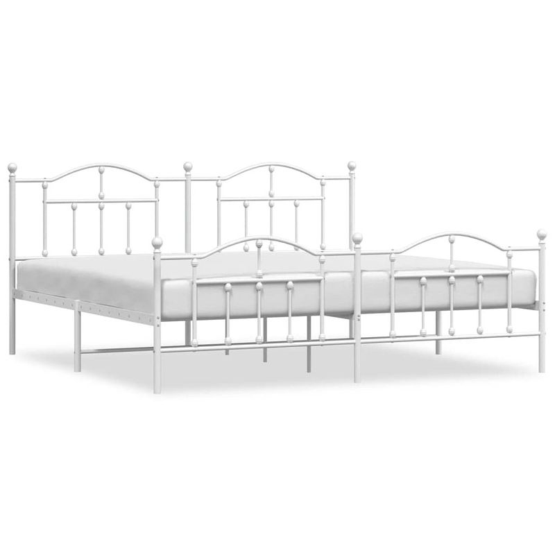 Foto van Vidaxl bedframe met hoofd- en voeteneinde metaal wit 193x203 cm