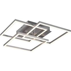 Foto van Led plafondlamp - trion mibal - 28w - aanpasbare kleur - afstandsbediening - dimbaar - rechthoek - mat nikkel -