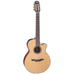 Foto van Takamine p3fcn natural satin e/a klassieke gitaar met koffer