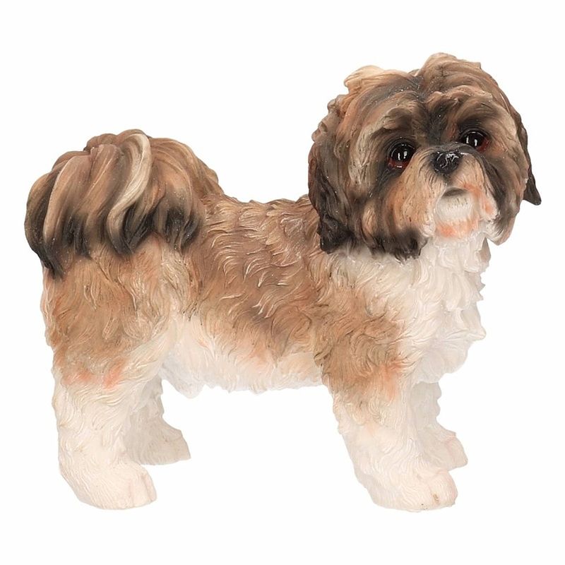 Foto van Beeldje schoothondje shih tzu bruin/wit11 cm - beeldjes