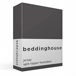 Foto van Beddinghouse jersey split-topper hoeslaken - 100% gebreide jersey katoen - lits-jumeaux (180x200/220 cm) - anthracite