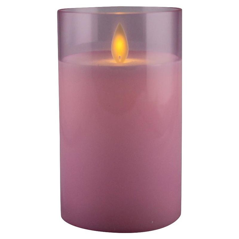 Foto van Magic flame - led kaars wax glas 12,5cm roze