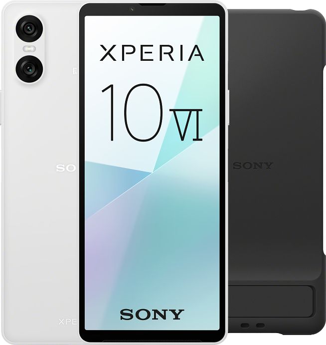 Foto van Sony xperia 10 vi 128gb wit 5g + sony back cover zwart met standaard