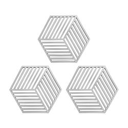 Foto van Krumble pannenonderzetter hexagon - grijs - set van 3