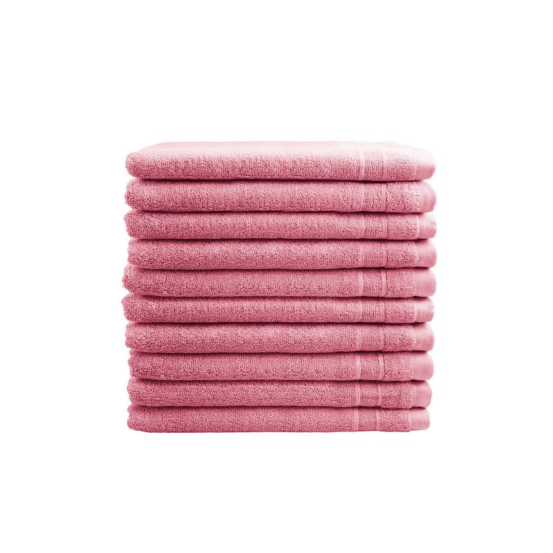 Foto van Seashell luxor washandjes - roze - 10 stuks - 16x21cm - hotel kwaliteit