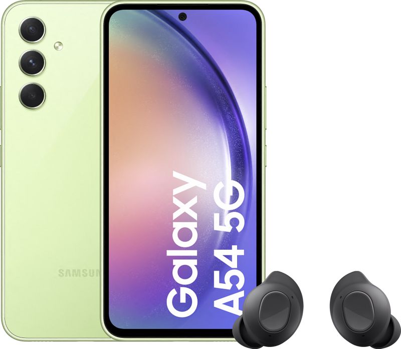 Foto van Samsung galaxy a54 128gb groen 5g + samsung galaxy buds fe zwart