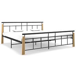 Foto van Vidaxl bedframe metaal en massief eikenhout 200x200 cm