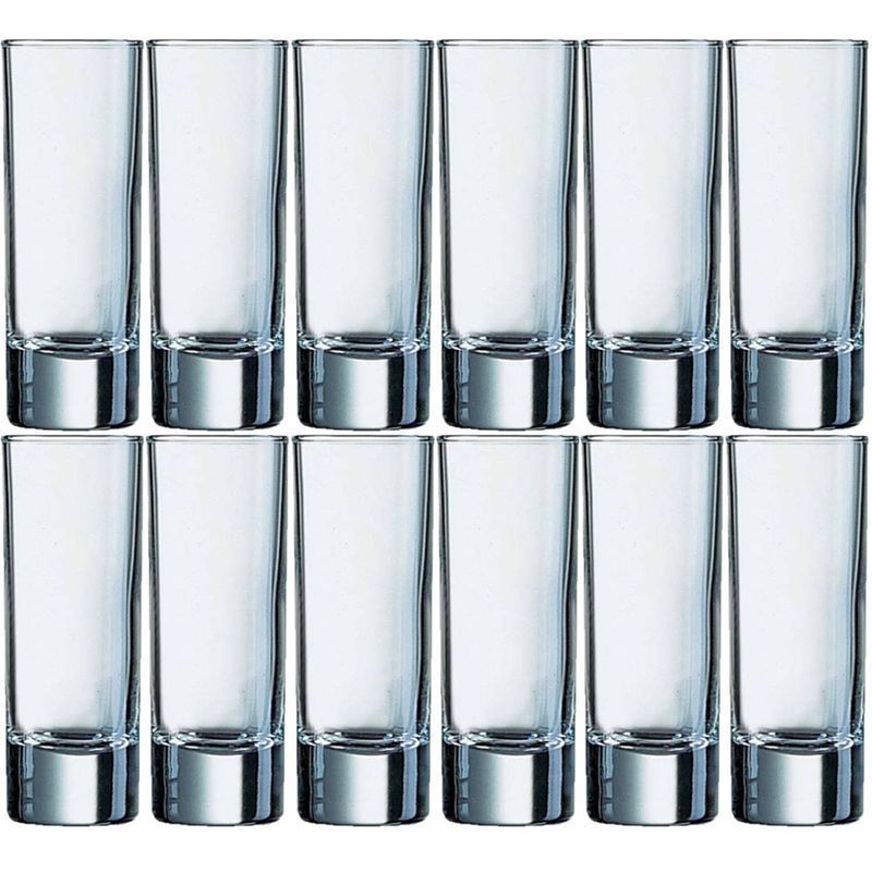 Foto van 12x stuks shotglazen/shotglaasjes van glas 65 ml - shotglaasjes