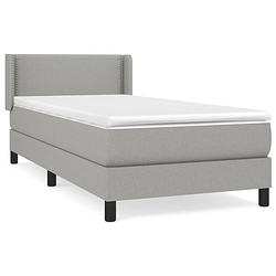 Foto van The living store boxspringbed - lichtgrijs - 203 x 83 x 78/88 cm - pocketvering matras - middelharde ondersteuning -