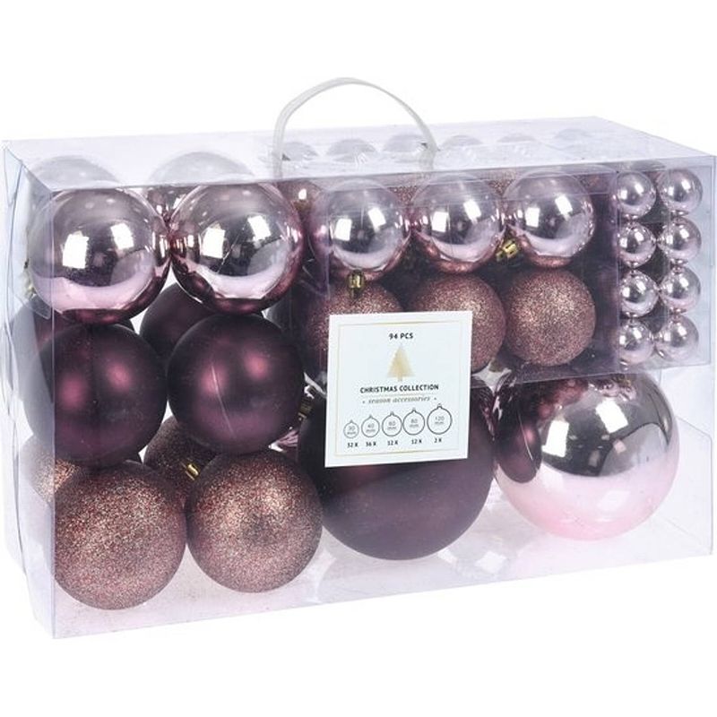 Foto van Kerstballen assortiment 94 delig - paars