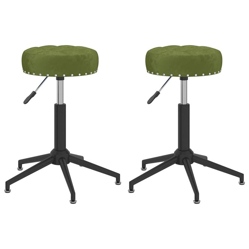 Foto van The living store eetkamerstoelen - draaibaar - fluweel - lichtgroen - 32x32 cm - gasveermechanisme