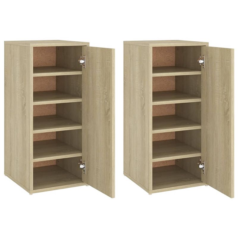 Foto van The living store schoenenkast - sonoma eiken - 32 x 35 x 70 cm - 5 schappen